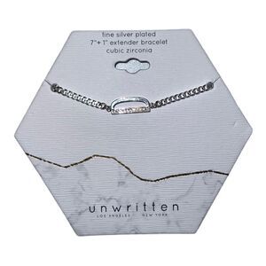 Unwritten Cubic Zirconia Initial Link Bracelet Silver Plated "D" NWT